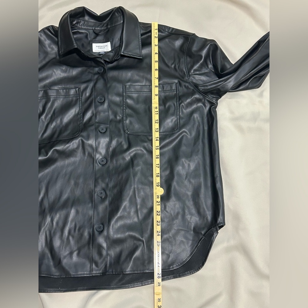 NWT American Eagle Oversized Vegan Leather Shacket in Black - L - Picture 11 of 12
